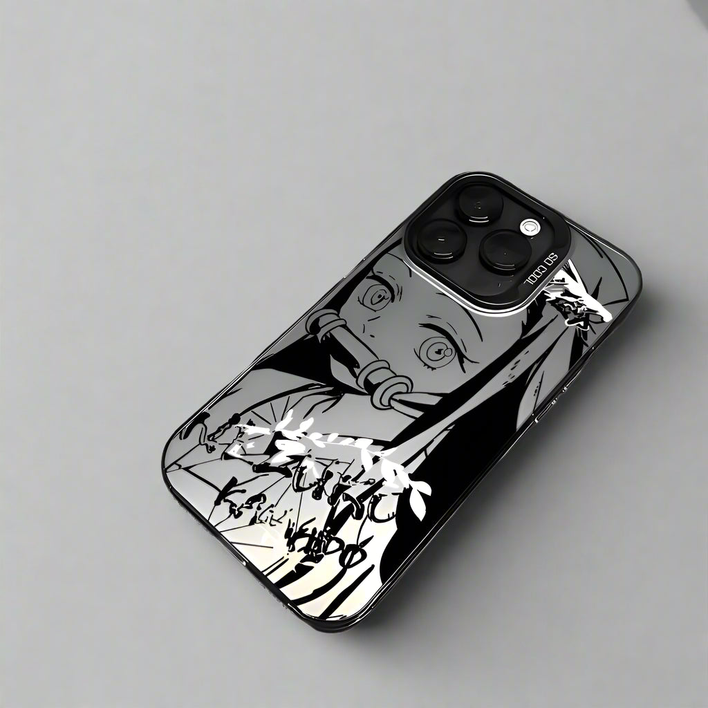 Demons Slayer Black & White Phone Case For iPhone 16 15 14 13 12 11 Pro Max XR XS Plus Candy Matte Shockproof Back Cover