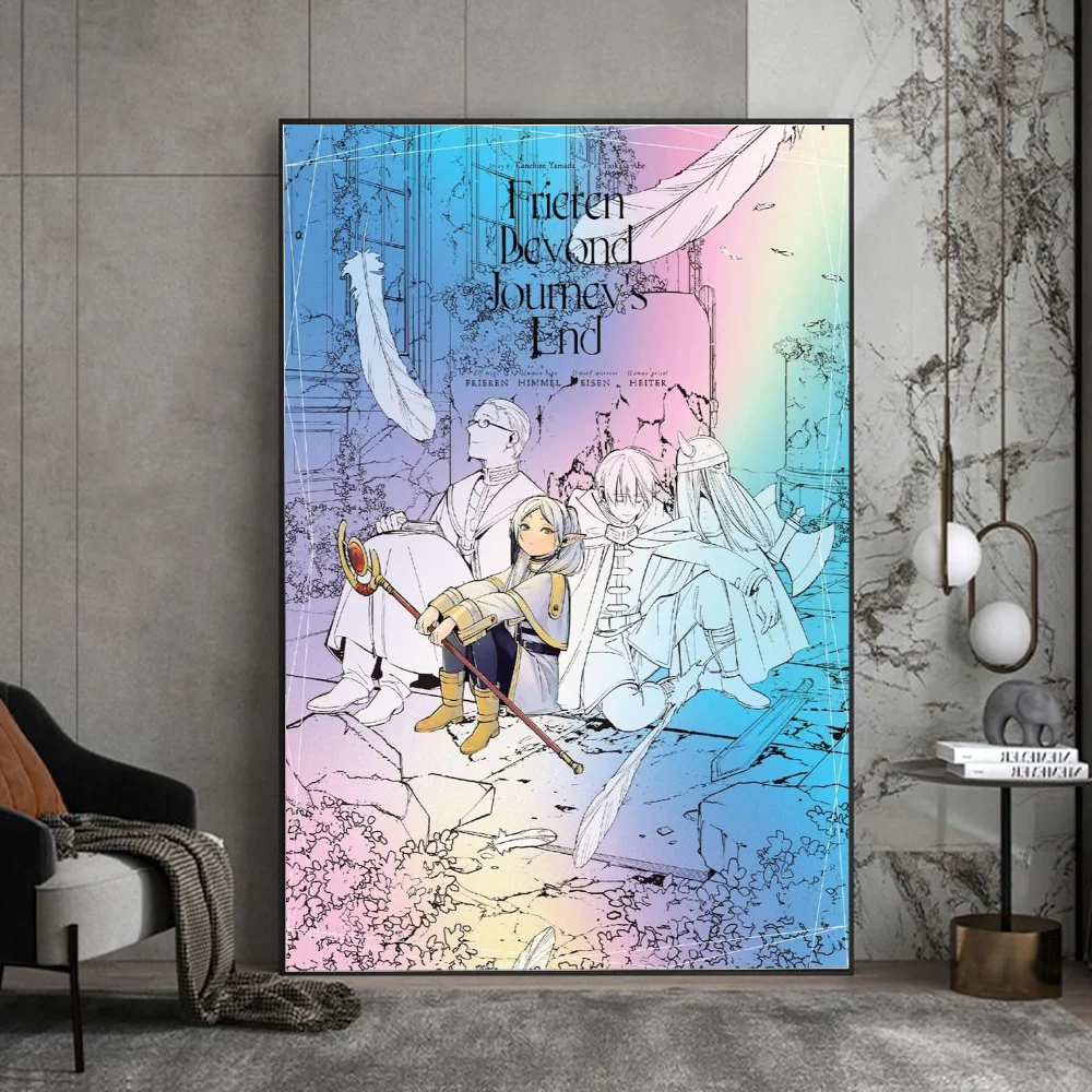 Frieren Anime Poster Sticky Waterproof Paper Sticker Room Decor