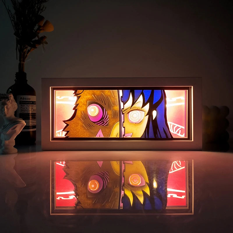 Demon Slayer paper-cut colorful light box room bedroom night light remote control