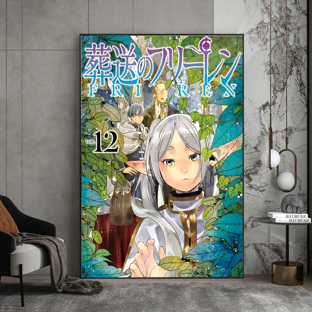 Frieren Anime Poster Sticky Waterproof Paper Sticker Room Decor