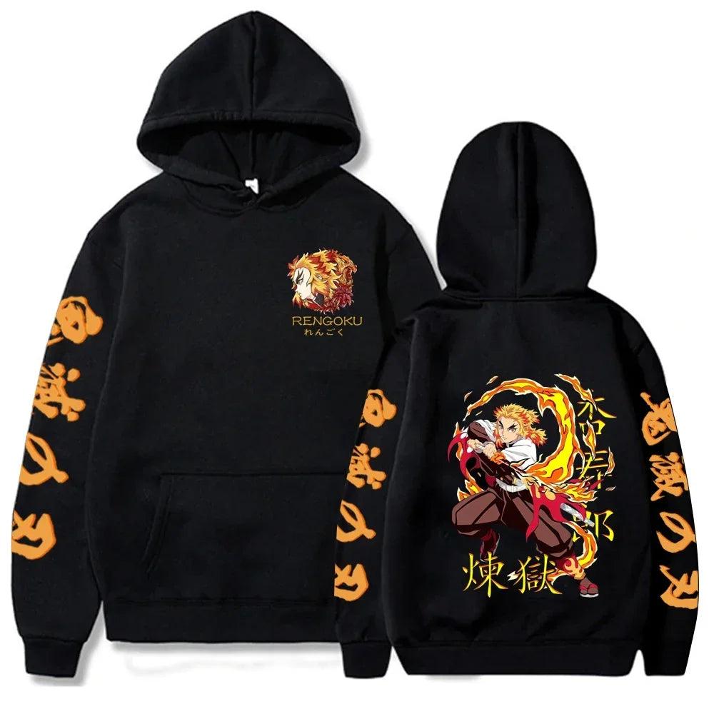 Kyōjurō Rengoku Graphic Print Long Sleeve Streetwear Hoodie