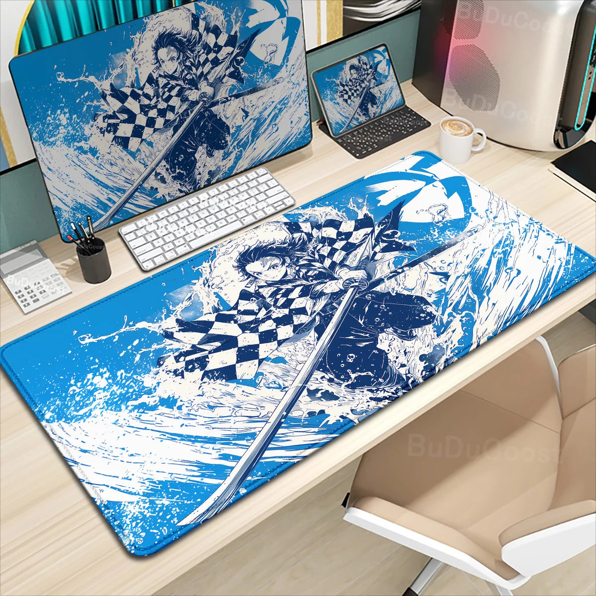 Demon Slayer Mousepad Gaming Lock Edge Table DeskMat