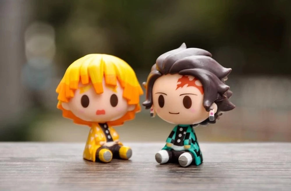 4PCS/Set Anime Demon Slayer Nezuko Tanjirou Zenitsu Inosuke Mini Figurine Kawaii Action Figure