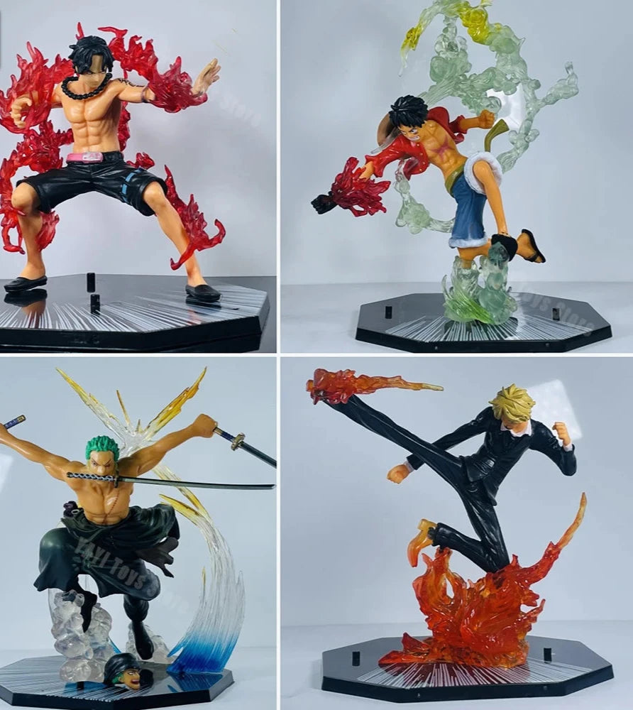 One Piece Fire Fist Ace Luffy Sanji & Zoro Battle Model PVC