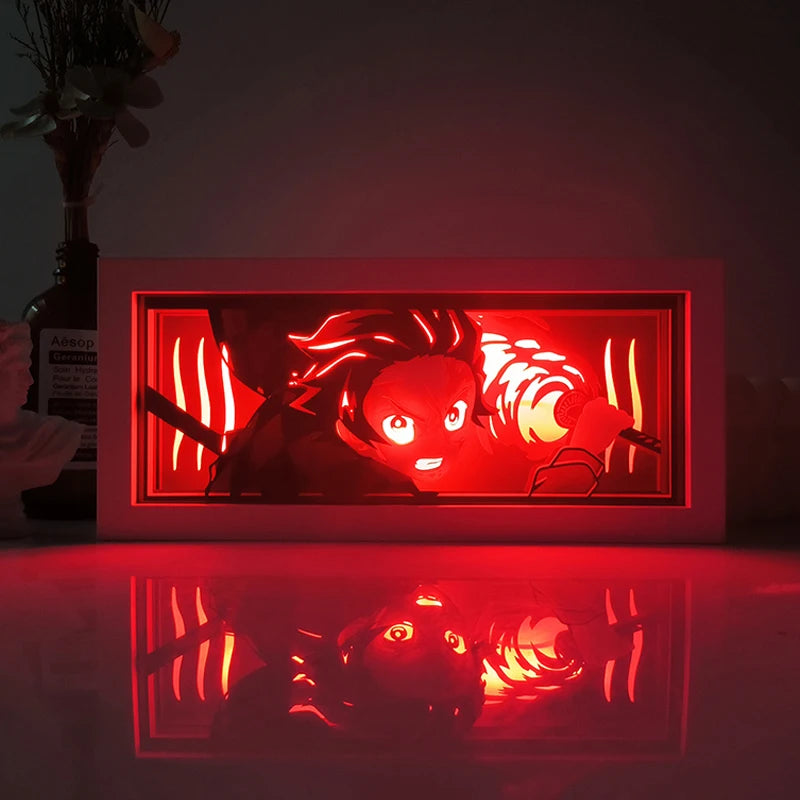 Demon Slayer paper-cut colorful light box room bedroom night light remote control