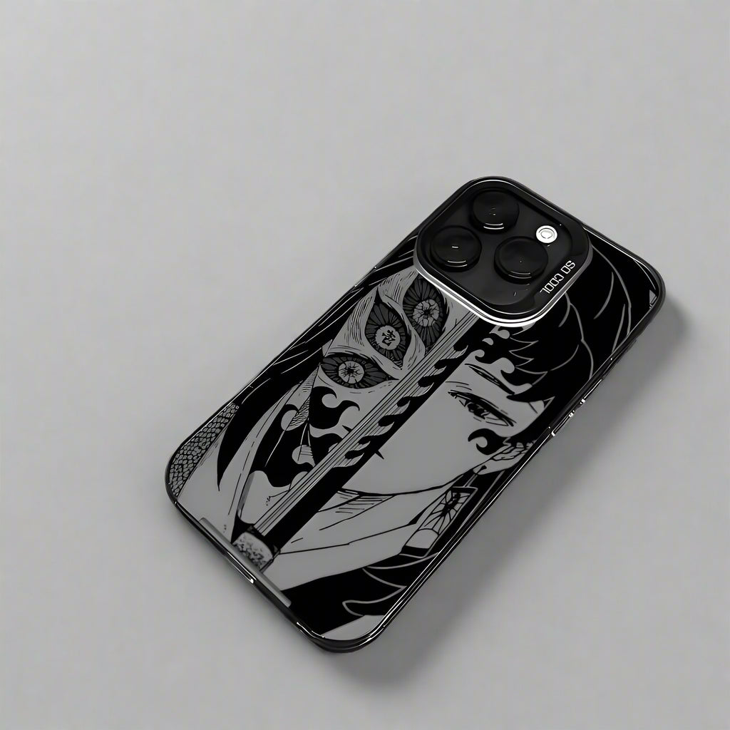 Demons Slayer Black & White Phone Case For iPhone 16 15 14 13 12 11 Pro Max XR XS Plus Candy Matte Shockproof Back Cover