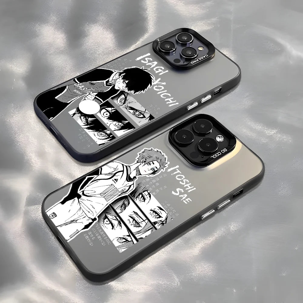 Blue Lock Anime Phone Case For IPhone 16 15 14 13 12 Pro Max Black Matte Metallic Aurora