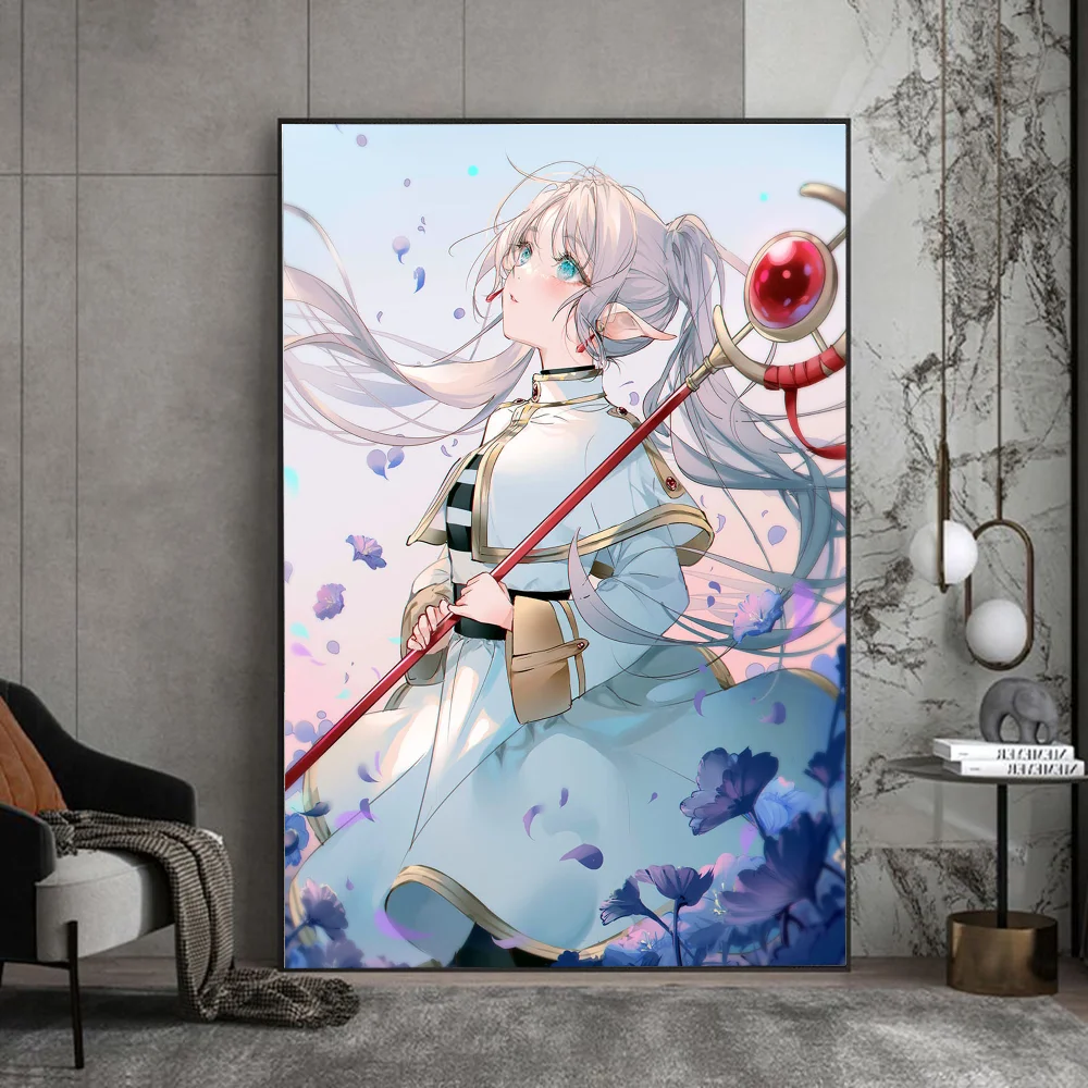 Frieren Anime Poster Sticky Waterproof Paper Sticker Room Decor