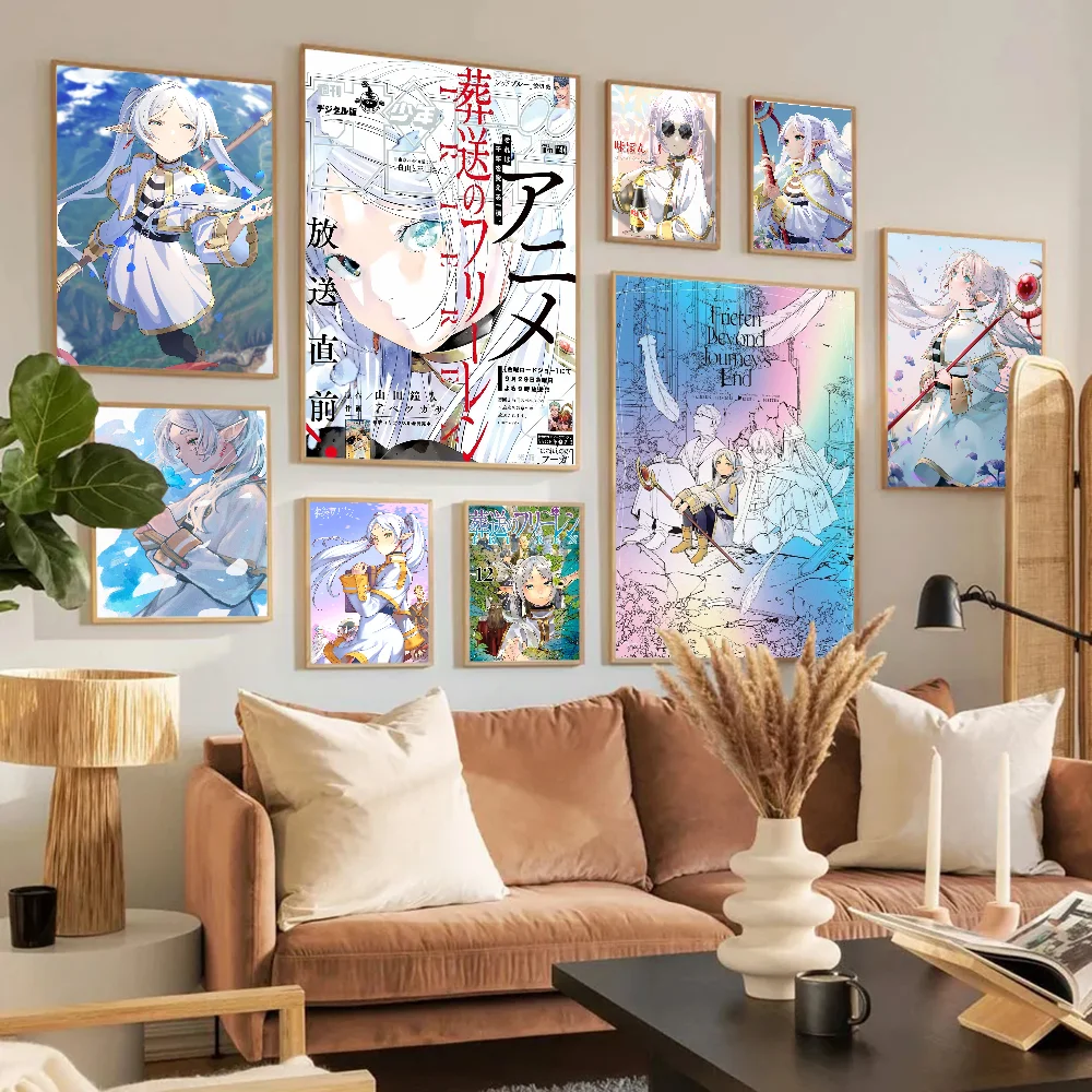 Frieren Anime Poster Sticky Waterproof Paper Sticker Room Decor
