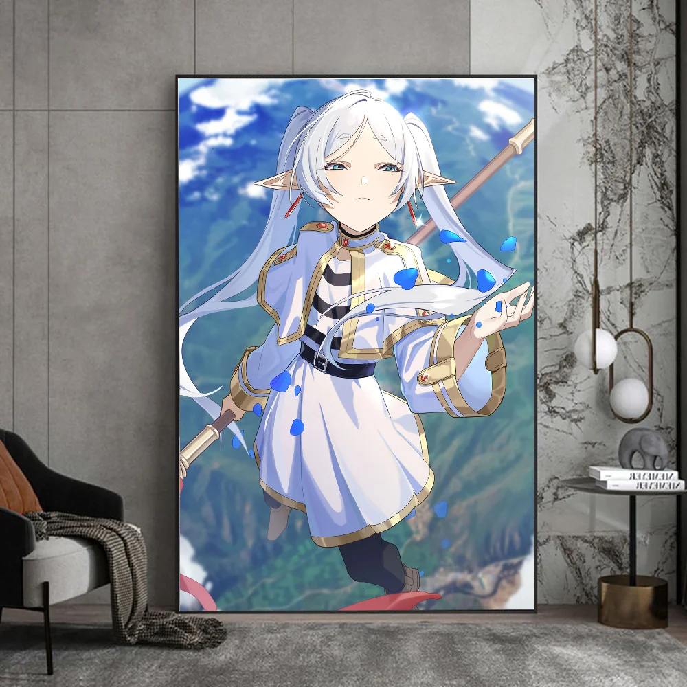 Frieren Anime Poster Sticky Waterproof Paper Sticker Room Decor