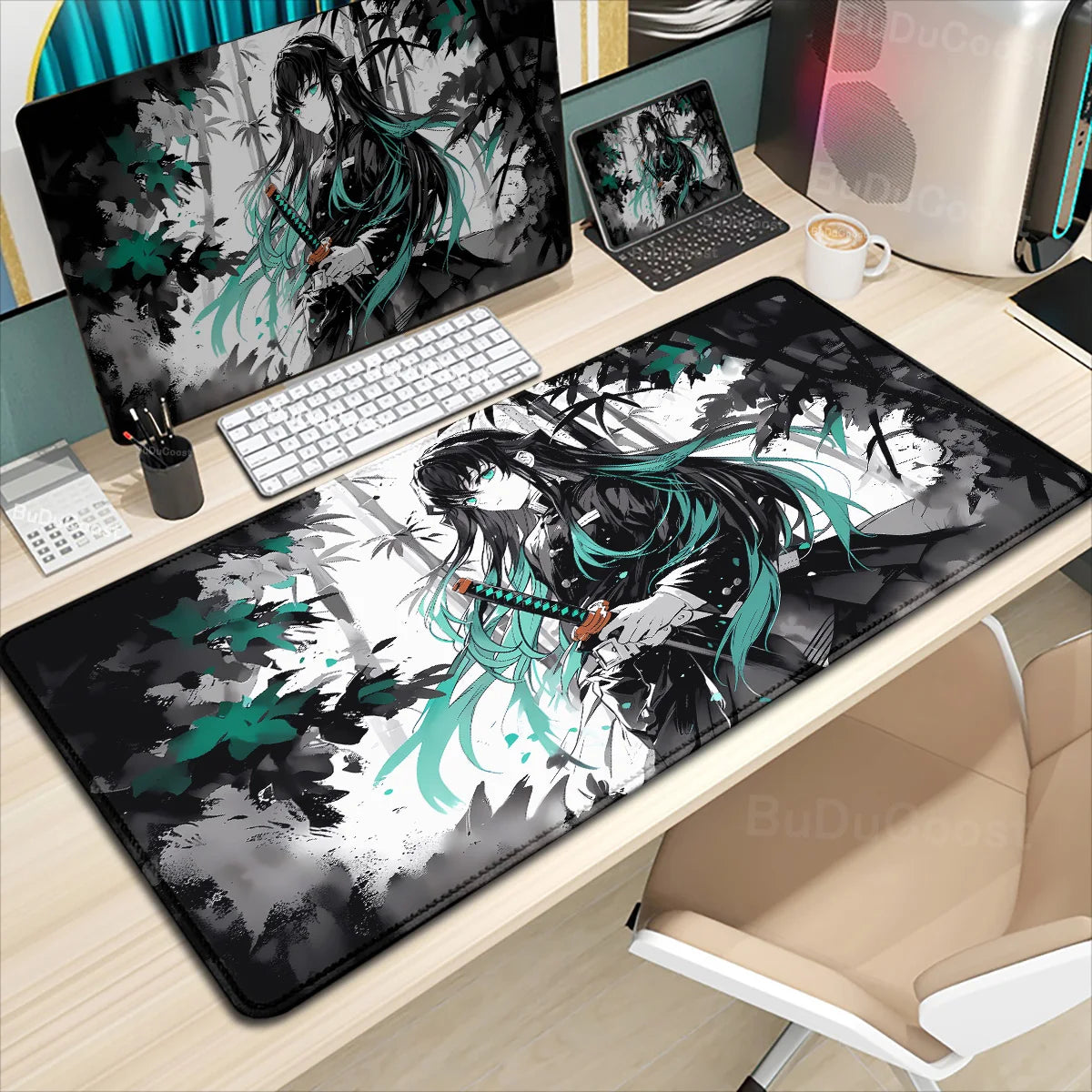 Demon Slayer Mousepad Gaming Lock Edge Table DeskMat