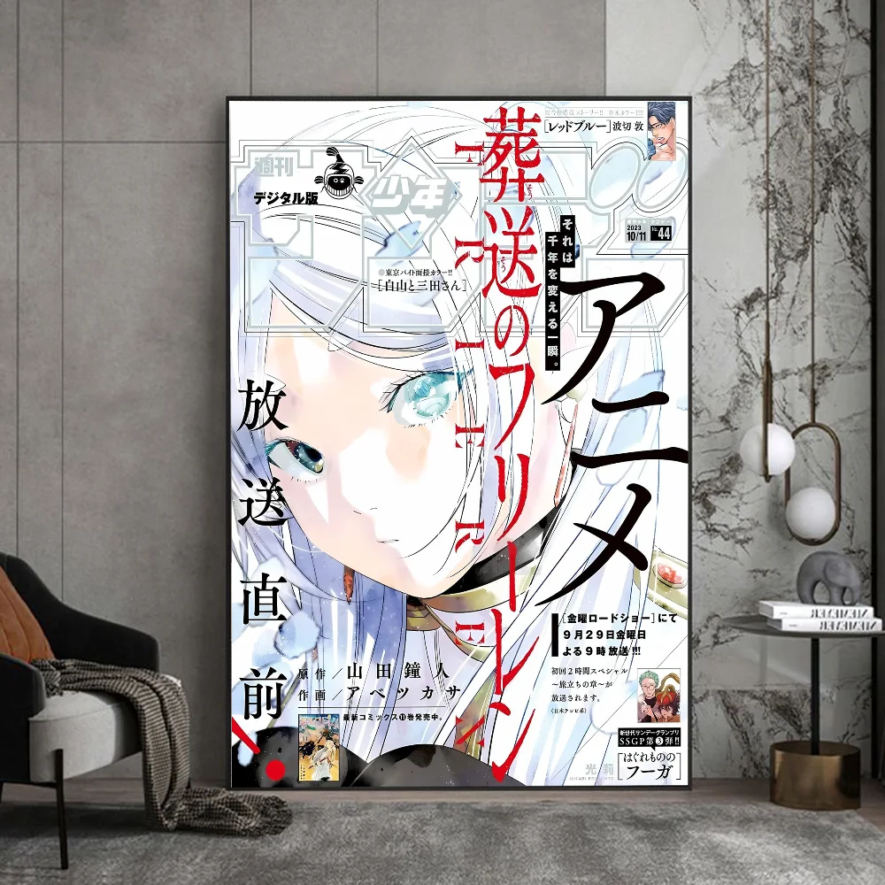 Frieren Anime Poster Sticky Waterproof Paper Sticker Room Decor