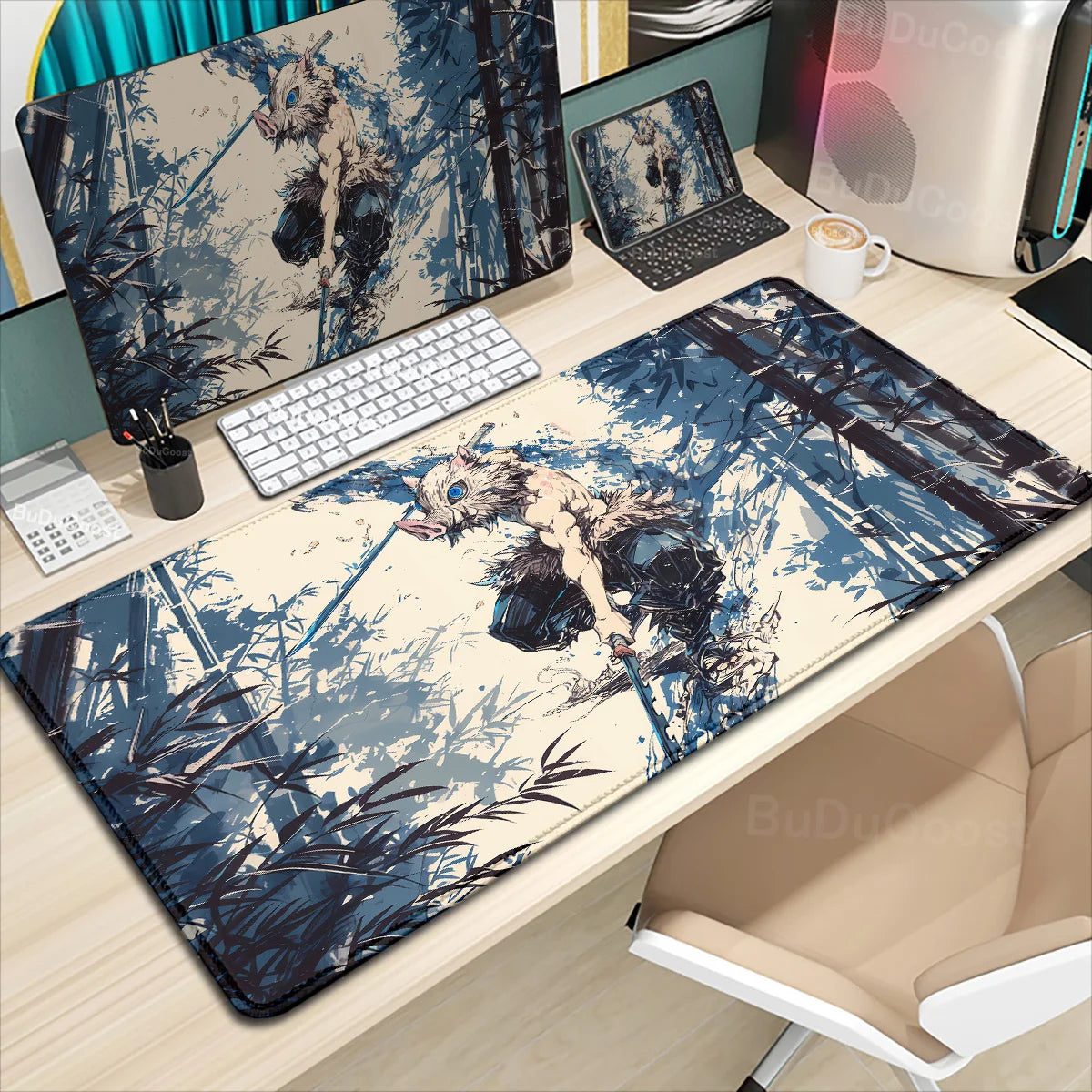 Demon Slayer Mousepad Gaming Lock Edge Table DeskMat