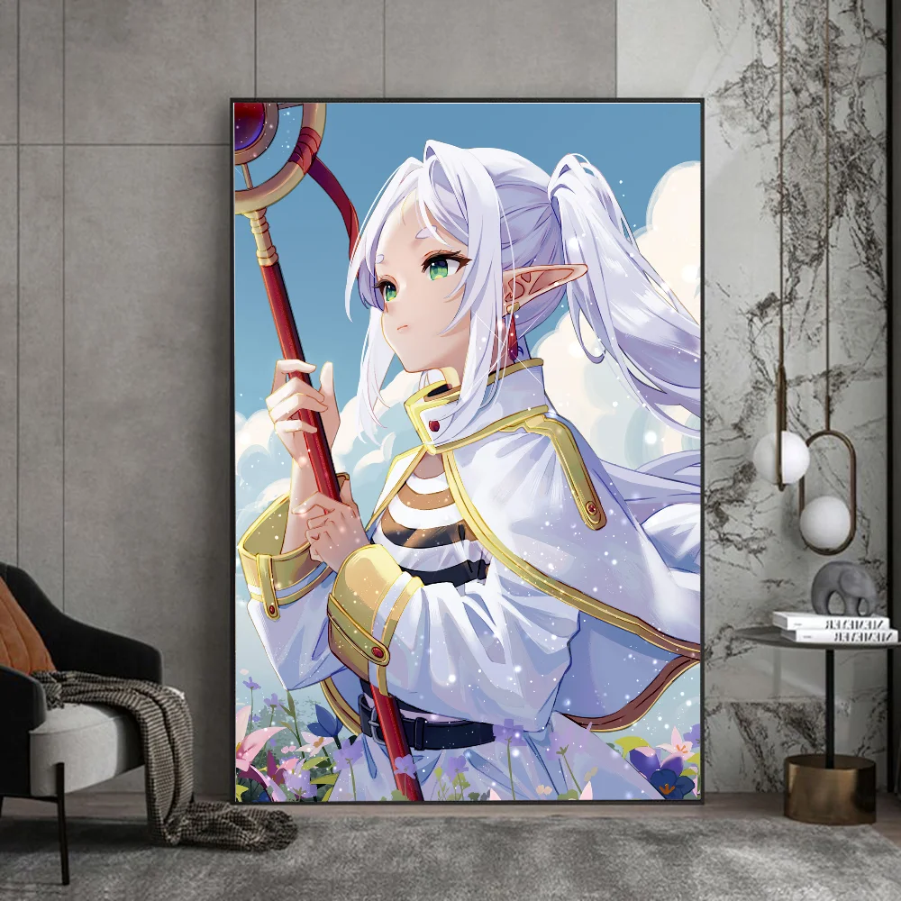 Frieren Anime Poster Sticky Waterproof Paper Sticker Room Decor