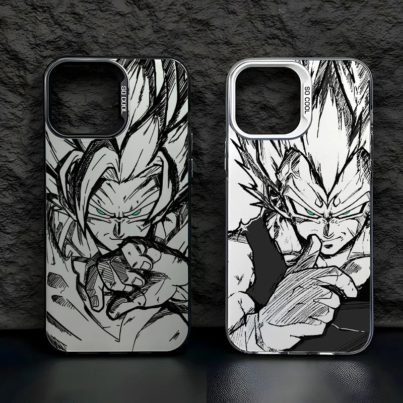 Dragon Ball Apple iPhone 15 14 Pro Max Plus Colorful Silver Cover Phone Case