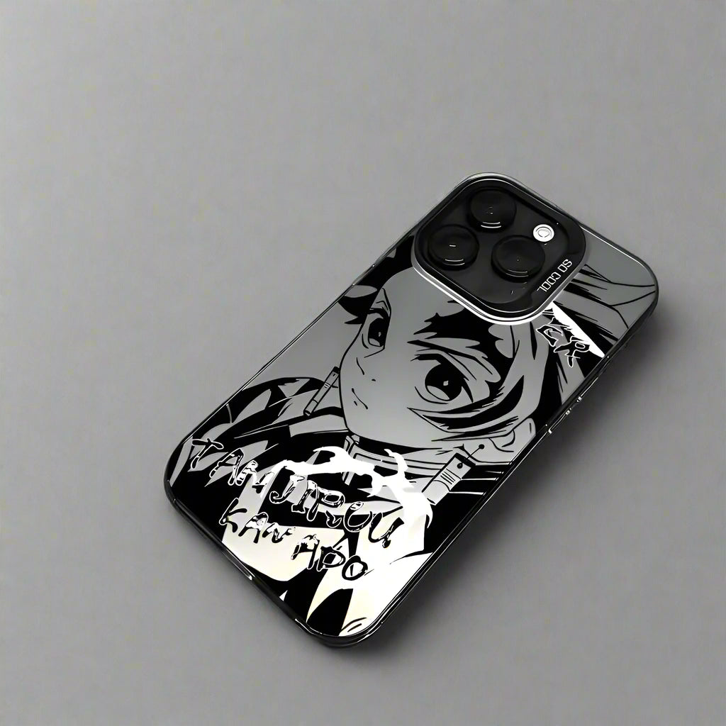 Demons Slayer Black & White Phone Case For iPhone 16 15 14 13 12 11 Pro Max XR XS Plus Candy Matte Shockproof Back Cover
