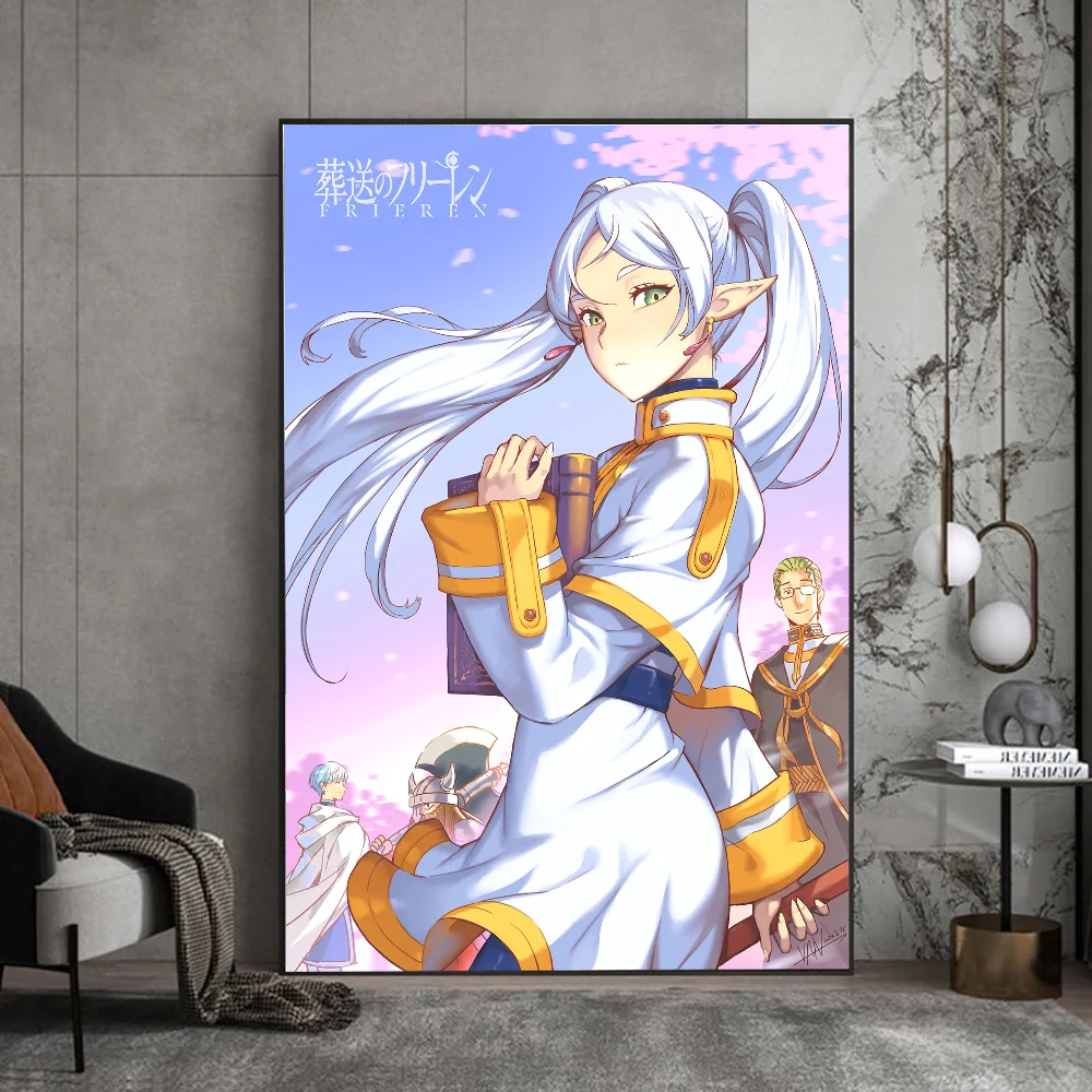 Frieren Anime Poster Sticky Waterproof Paper Sticker Room Decor