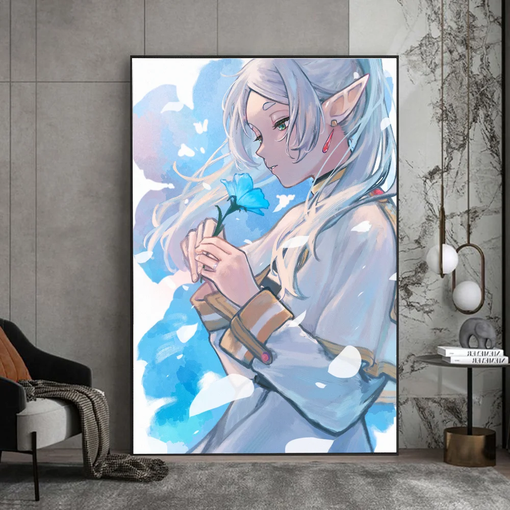 Frieren Anime Poster Sticky Waterproof Paper Sticker Room Decor