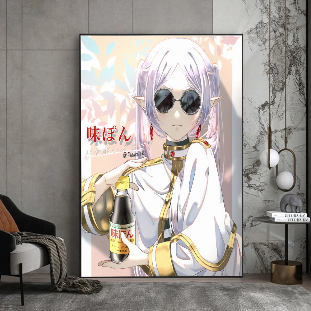 Frieren Anime Poster Sticky Waterproof Paper Sticker Room Decor