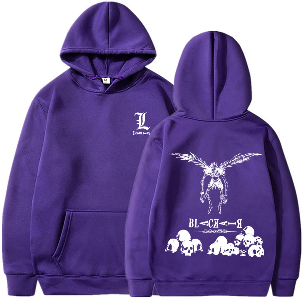 Death Note Ryuuku Skeleton Print Gothic Harajuku Manga Pullover Streetwear