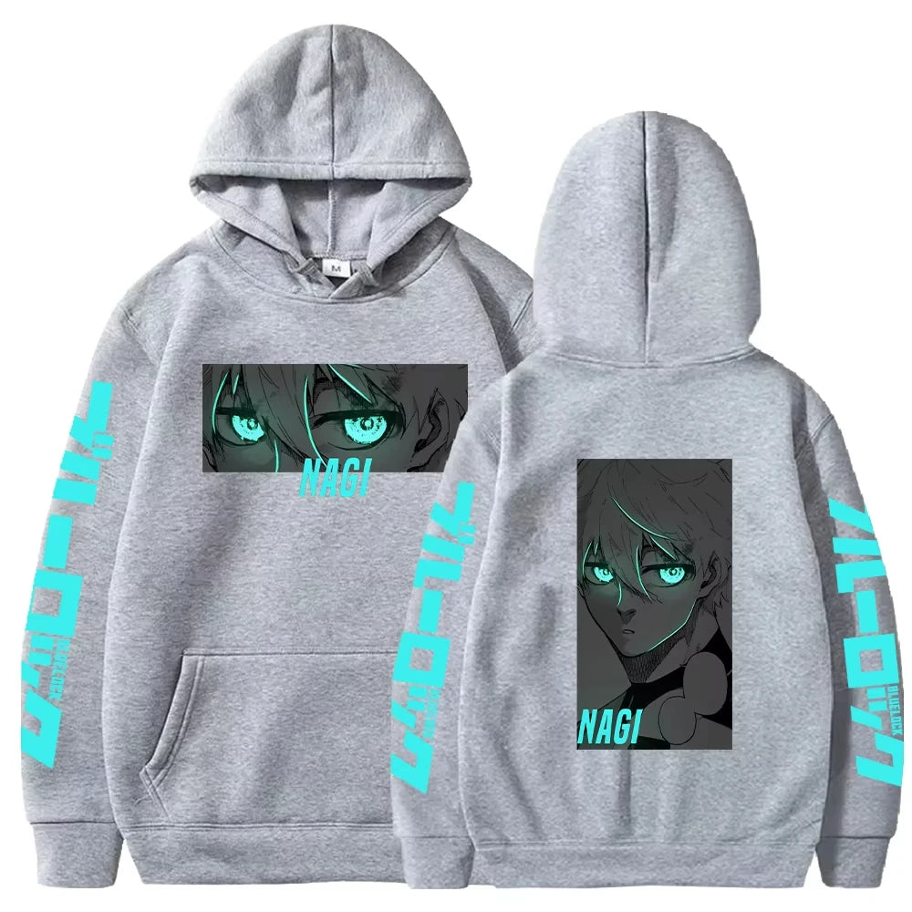 BLUE LOCK Nagi Seishiro Manga Printed Hoodies for Men Women Harajuku Anime Sweatshirts Long Sleeves Fleece Warm Streetwear