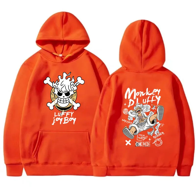 One Piece Gear 5 Luffy Hoodie Long Sleeves Joy Boy Funny Graphic Streetwear