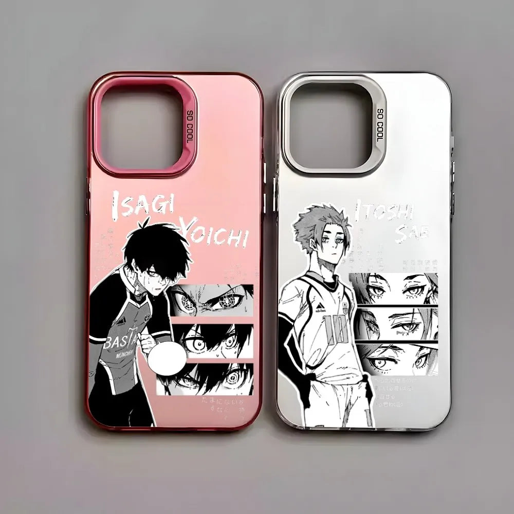 Blue Lock Anime Phone Case For IPhone 16 15 14 13 12 Pro Max Black Matte Metallic Aurora