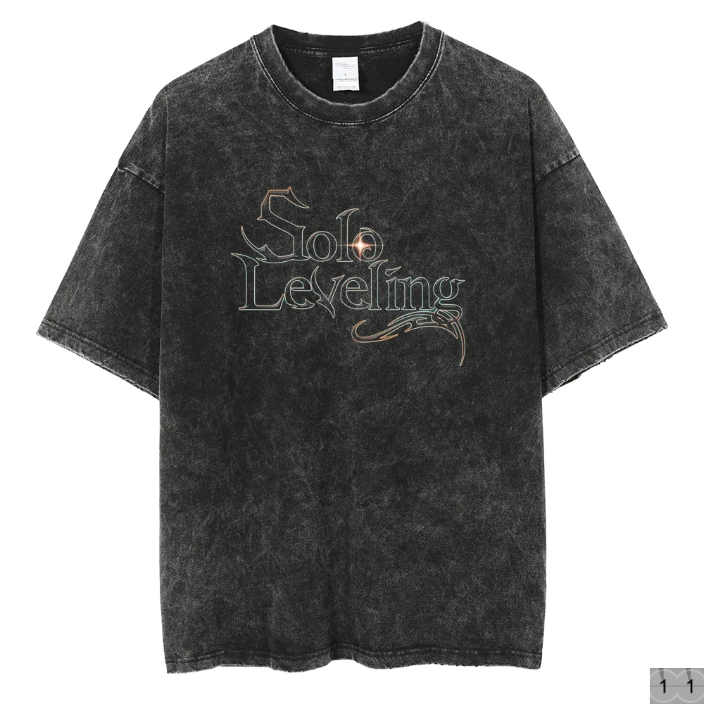 Solo Leveling Vintage Streetwear Graphic Print Tops Harajuku Loose Short Sleeve Tees