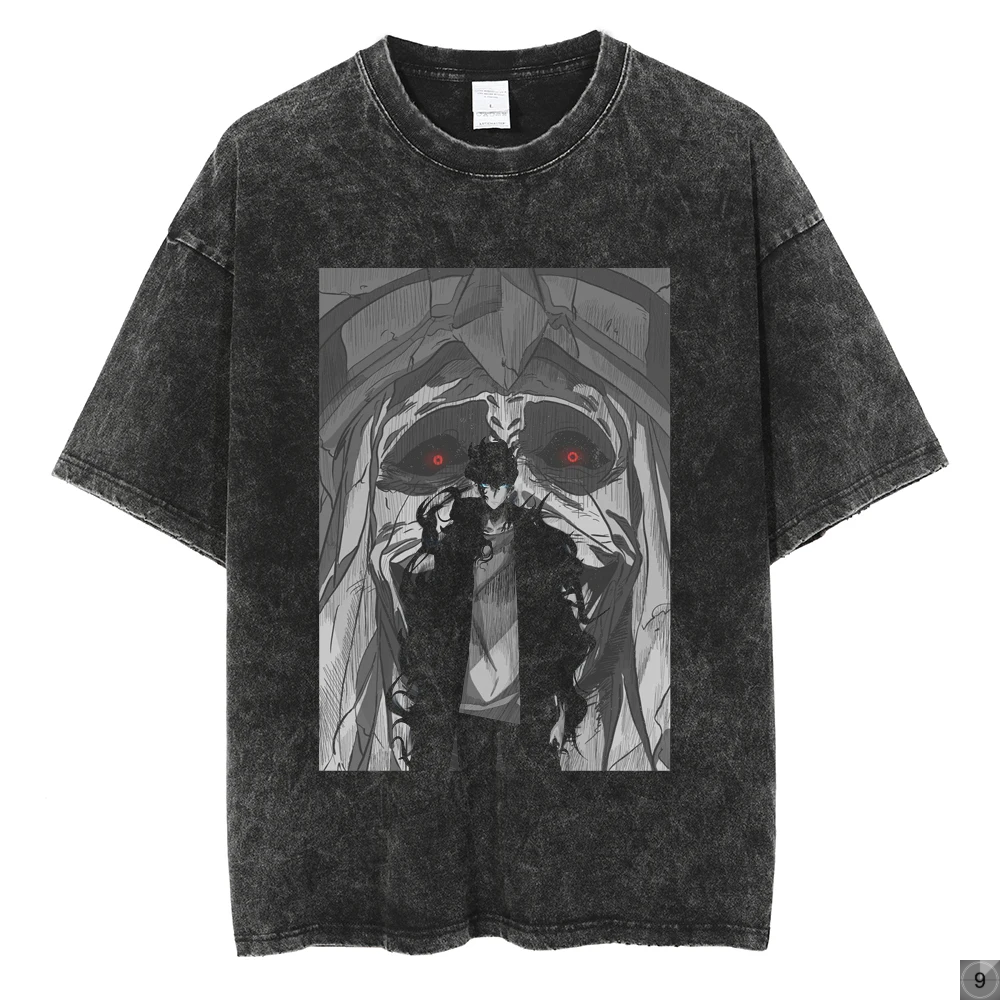 Solo Leveling Vintage Streetwear Graphic Print Tops Harajuku Loose Short Sleeve Tees