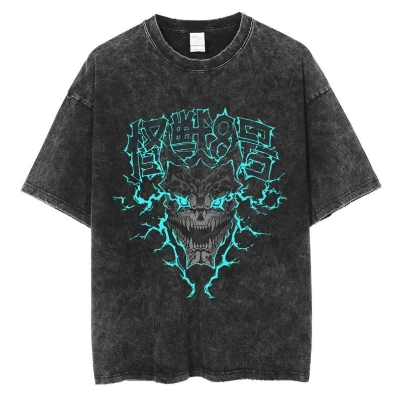 Kaiju No. 8 Anime Oversized Graphic Tee | Vintage Washed