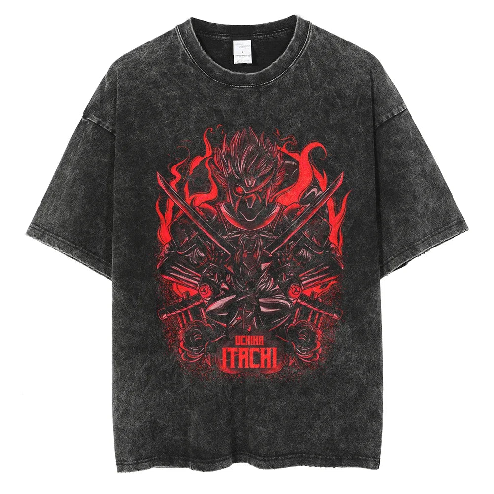 Uchiha Itachi Streetwear Short Sleeve Cotton Vintage T-shirt