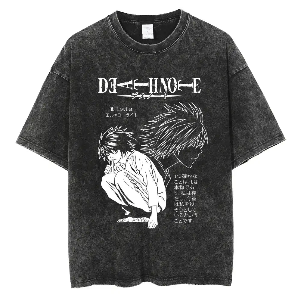 Death Note Anime Oversized Graphic Tee | Vintage Washed