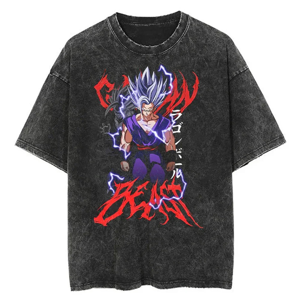 Dragon Ball Print Oversize Streetwear Vintage Tees