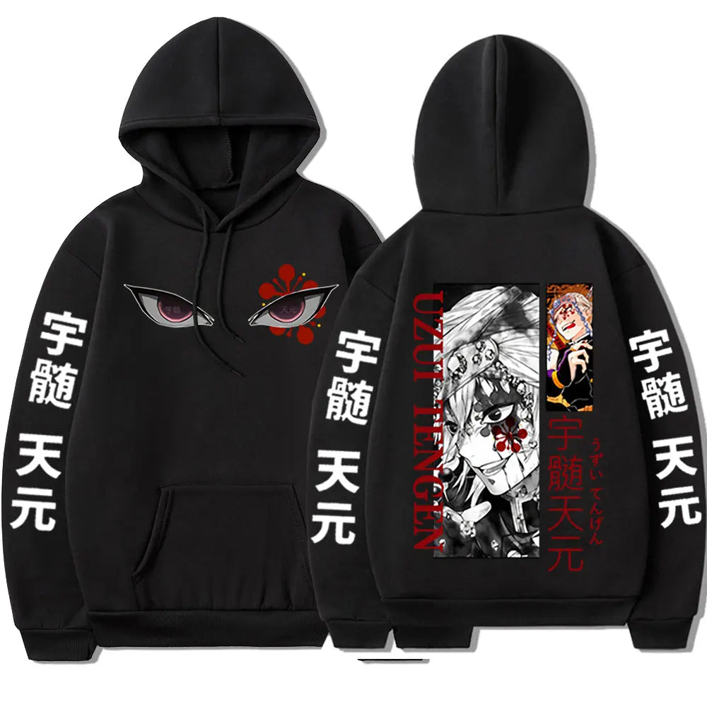 Uzui Tengen Eyes Graphic Harajuku Long Sleeves Fleece Oversized Streetwear Hoodie