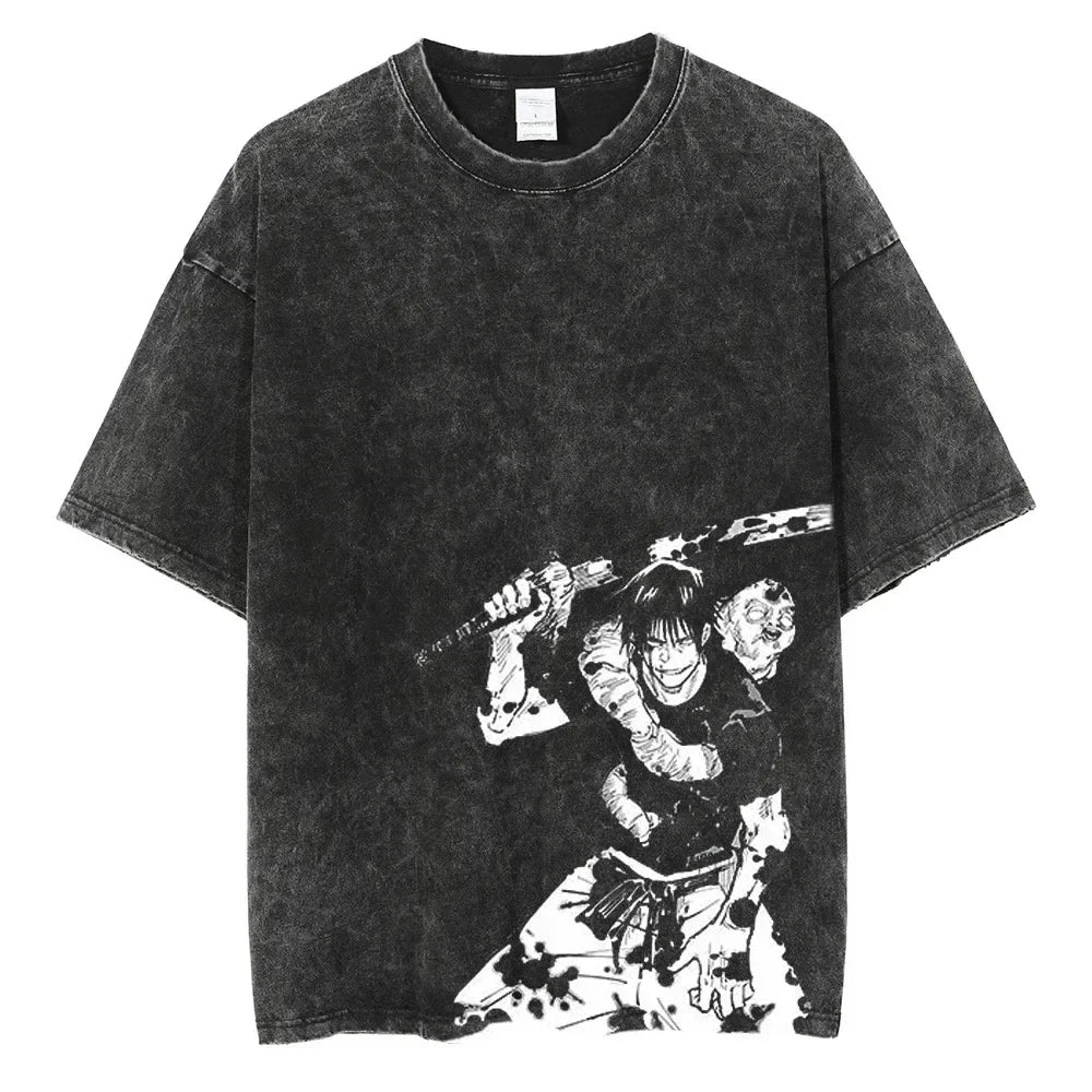 Toji Fushiguro Streetwear Summer Short Sleeve Vintage T-Shirt