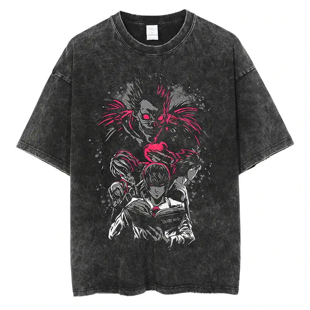 Death Note Anime Oversized Graphic Tee | Vintage Washed