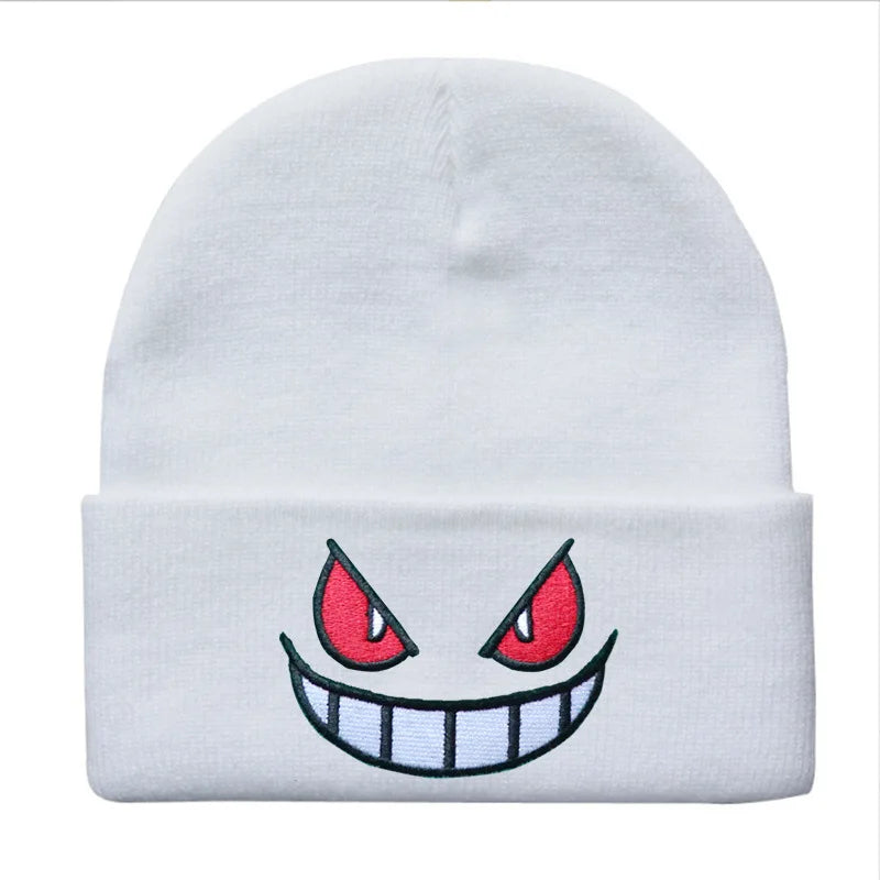 Gengar Embroidered Beanie | Unisex Winter Warm Hat for Casual & Halloween Wear
