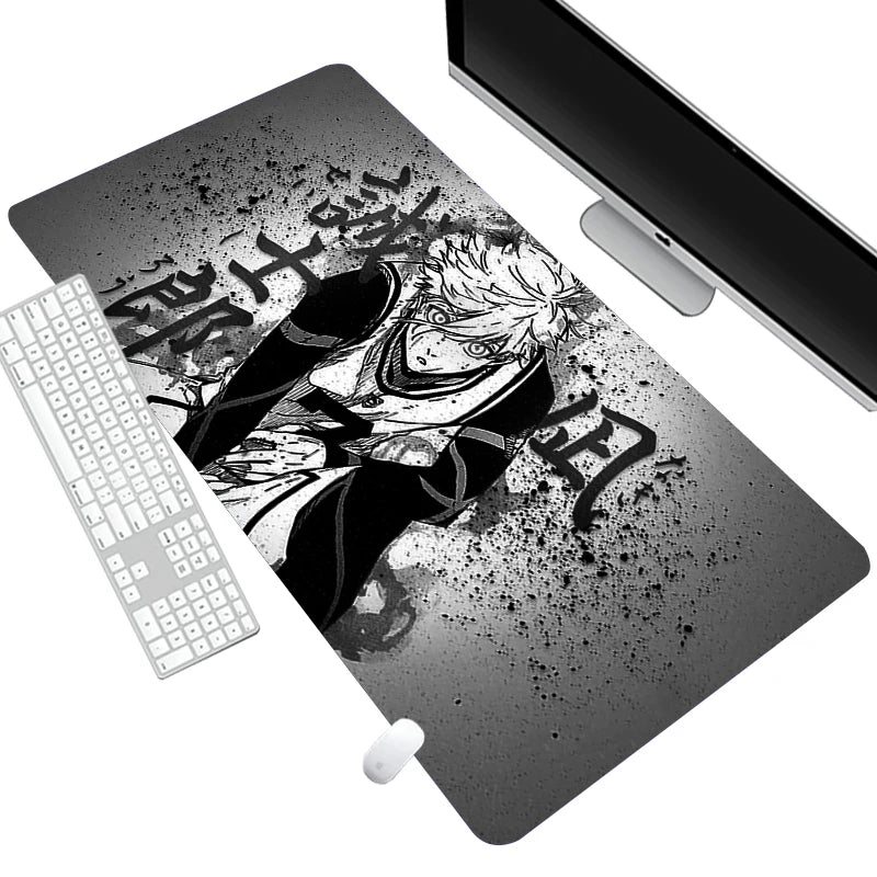 Alfombrilla de ratón con diseño de anime japonés Blue Lock Nagi Seishiro, alfombrilla para teclado de PC Gamer, alfombrilla XXL en blanco y negro, alfombrilla para ratón, alfombrilla para escritorio para juegos de ordenador portátil