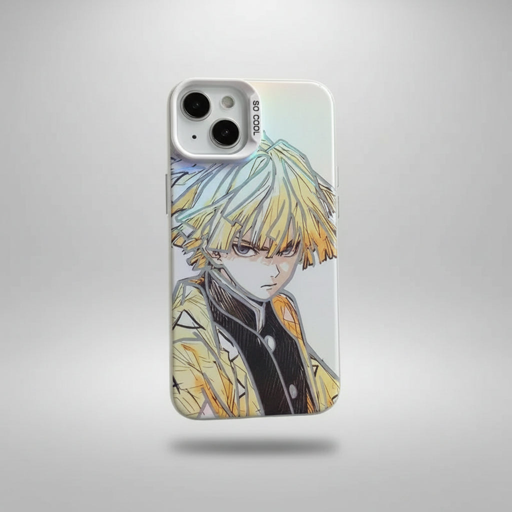 Agatsuma Zenitsu 3D Demon Slayer Phone Case - Thunder Breathing Anime Cover for iPhone Pro Max/Mini