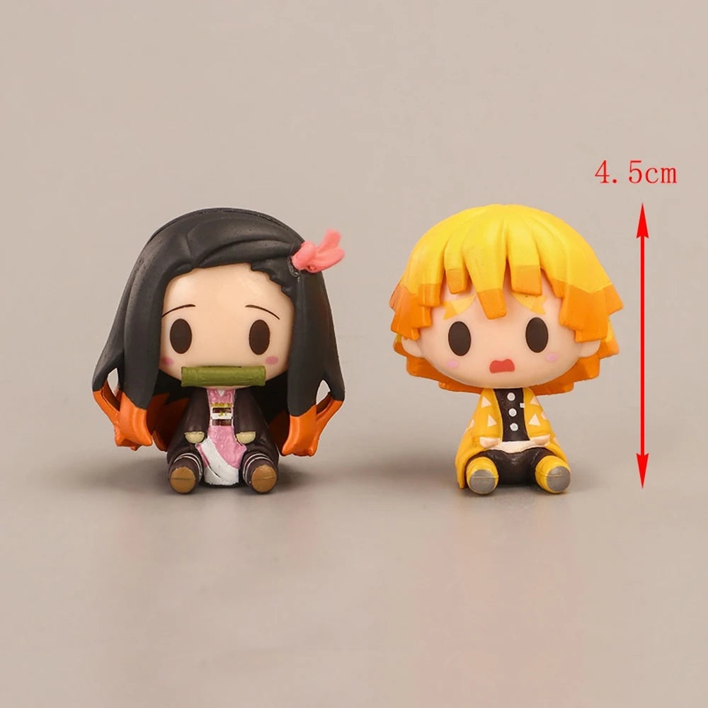 4PCS/Set Anime Demon Slayer Nezuko Tanjirou Zenitsu Inosuke Mini Figurine Kawaii Action Figure