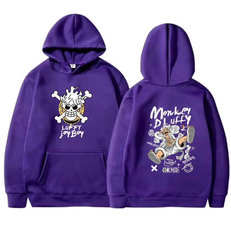 One Piece Gear 5 Luffy Hoodie Long Sleeves Joy Boy Funny Graphic Streetwear