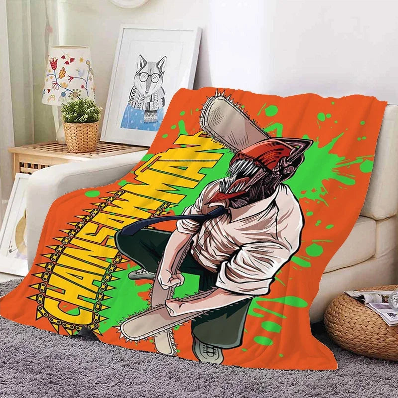 Chainsaw Man Anime Fleece Blanket - King Size Warm Microfiber