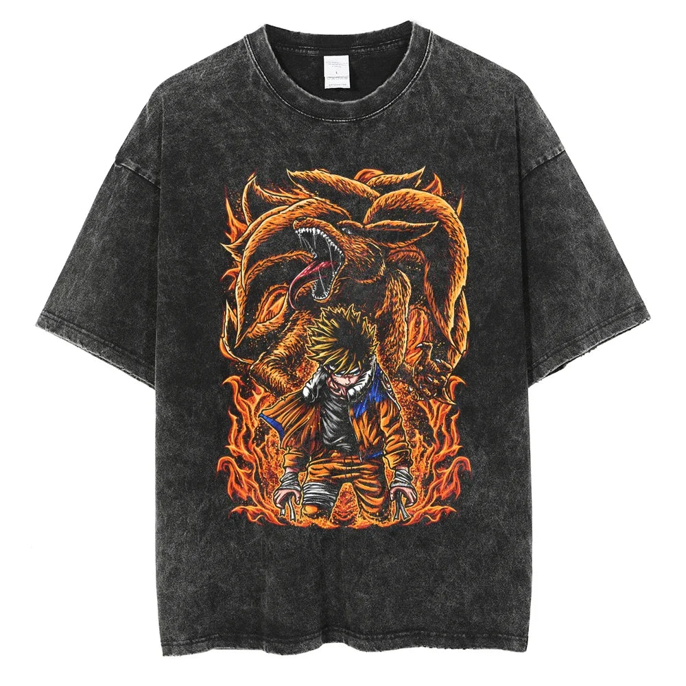 Naruto Anime Streetwear Short Sleeve Cotton Vintage T-shirts