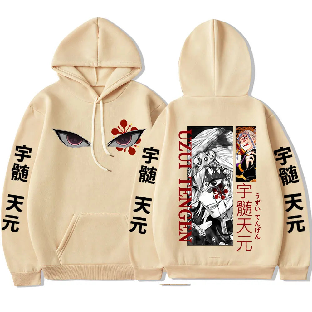 Uzui Tengen Eyes Graphic Harajuku Long Sleeves Fleece Oversized Streetwear Hoodie