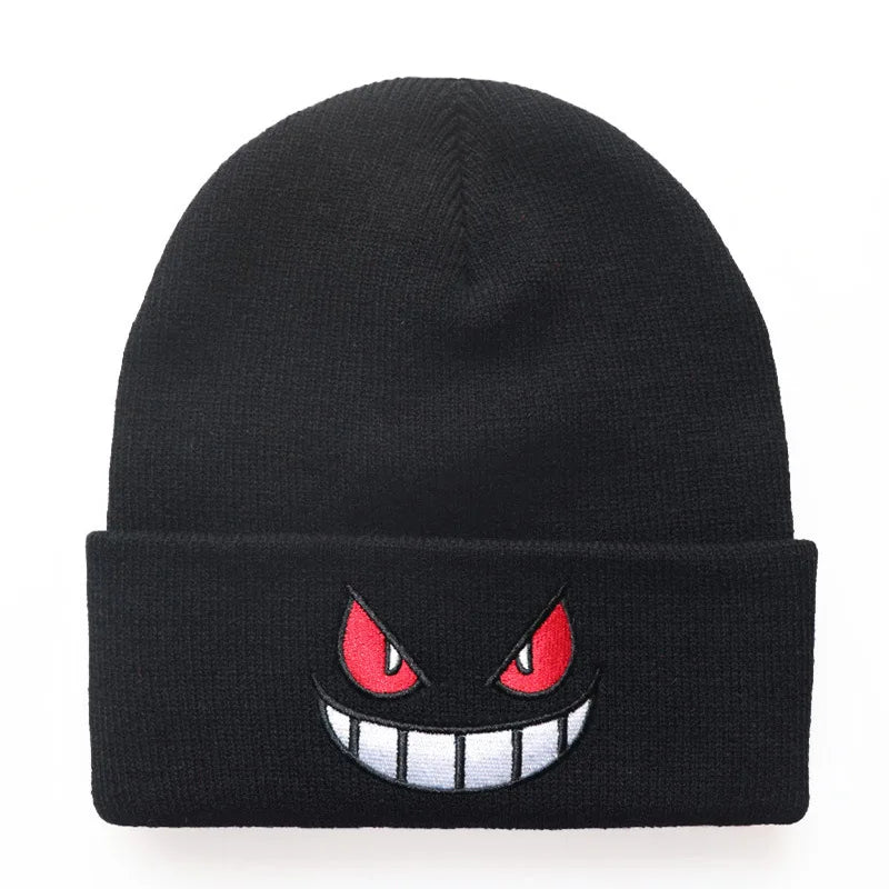 Gengar Embroidered Beanie | Unisex Winter Warm Hat for Casual & Halloween Wear