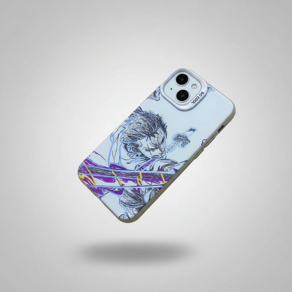 Roronoa Zoro 3D Demon Knife Phone Case - One Piece Anime Back Cover for iPhone Pro Max/Mini