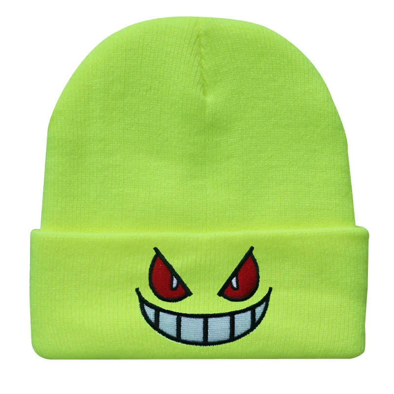 Gengar Embroidered Beanie | Unisex Winter Warm Hat for Casual & Halloween Wear