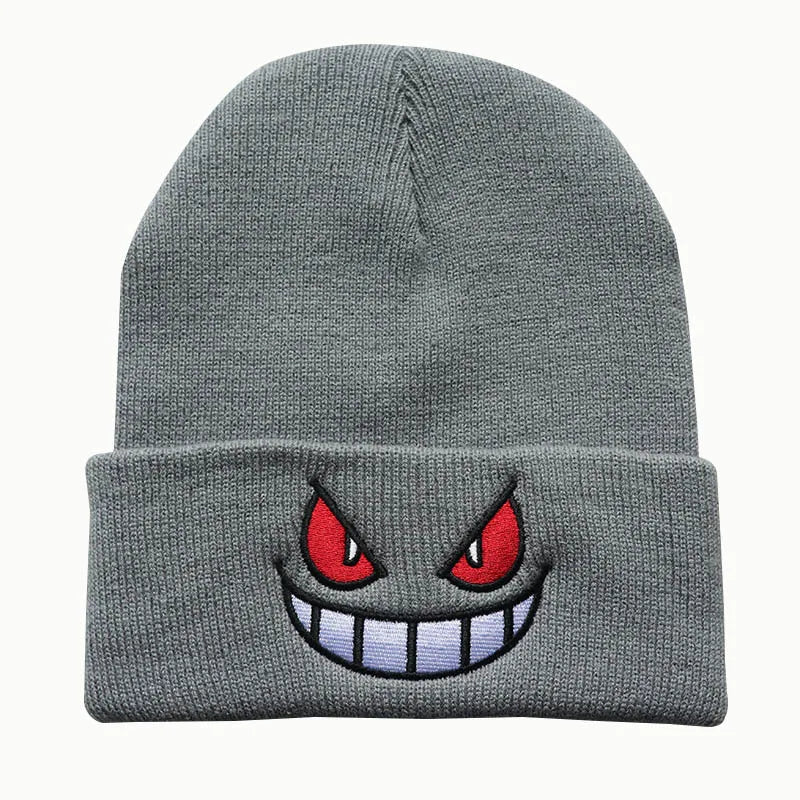 Gengar Embroidered Beanie | Unisex Winter Warm Hat for Casual & Halloween Wear