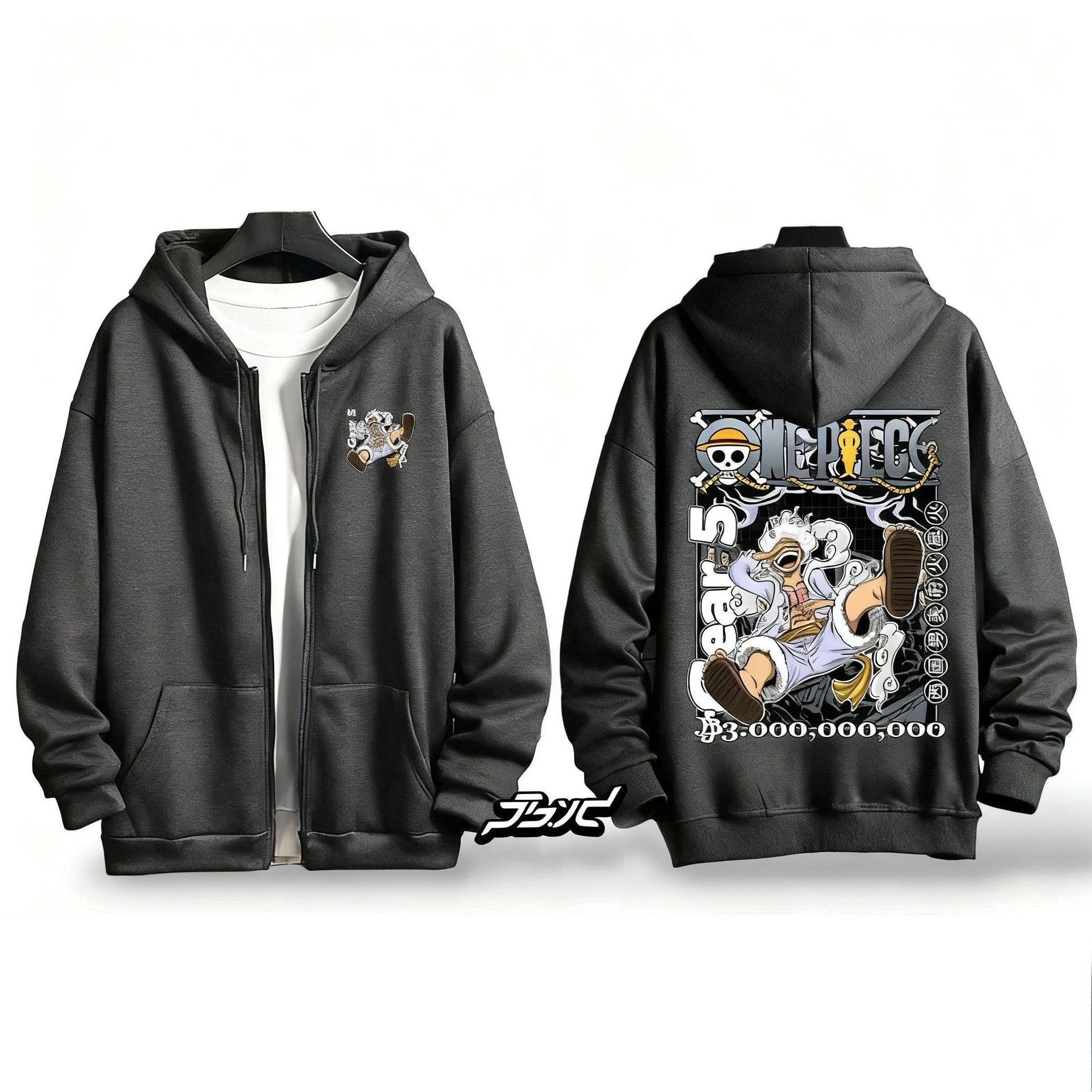 One Piece Gear 5 Luffy Zip-Up Streetwear Graphic Jacket – Otakus Dreamz