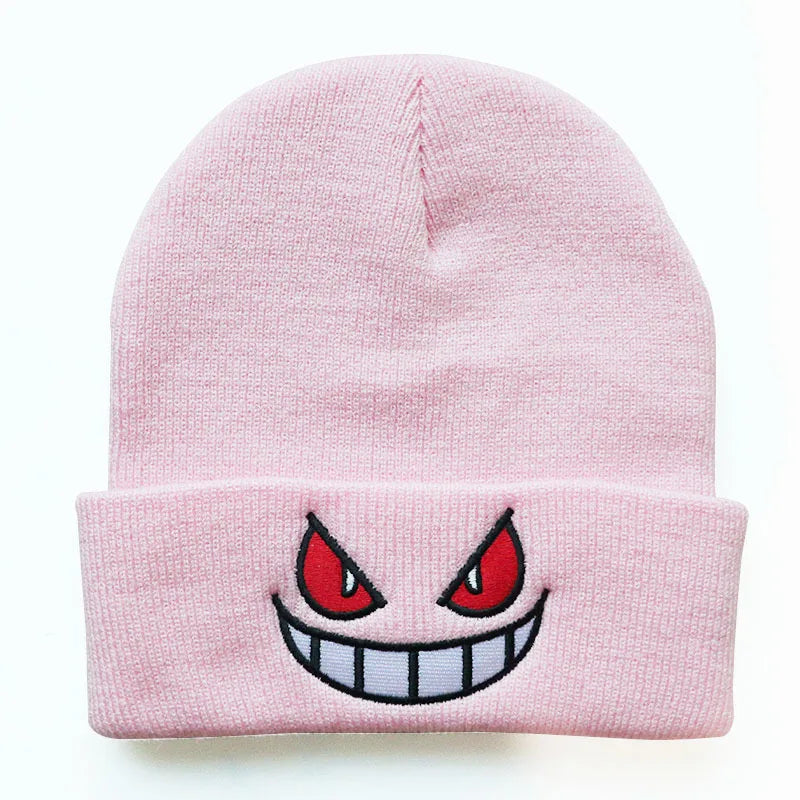 Gengar Embroidered Beanie | Unisex Winter Warm Hat for Casual & Halloween Wear